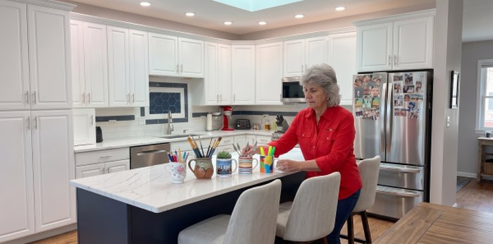 Anisa in her kitchen, where a lot of Genius House Hacks tips come from